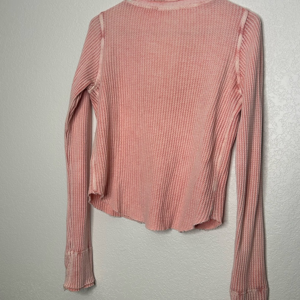 Free People One Colt Pink Ribbed Henley Thermal Top - Picture 10 of 10